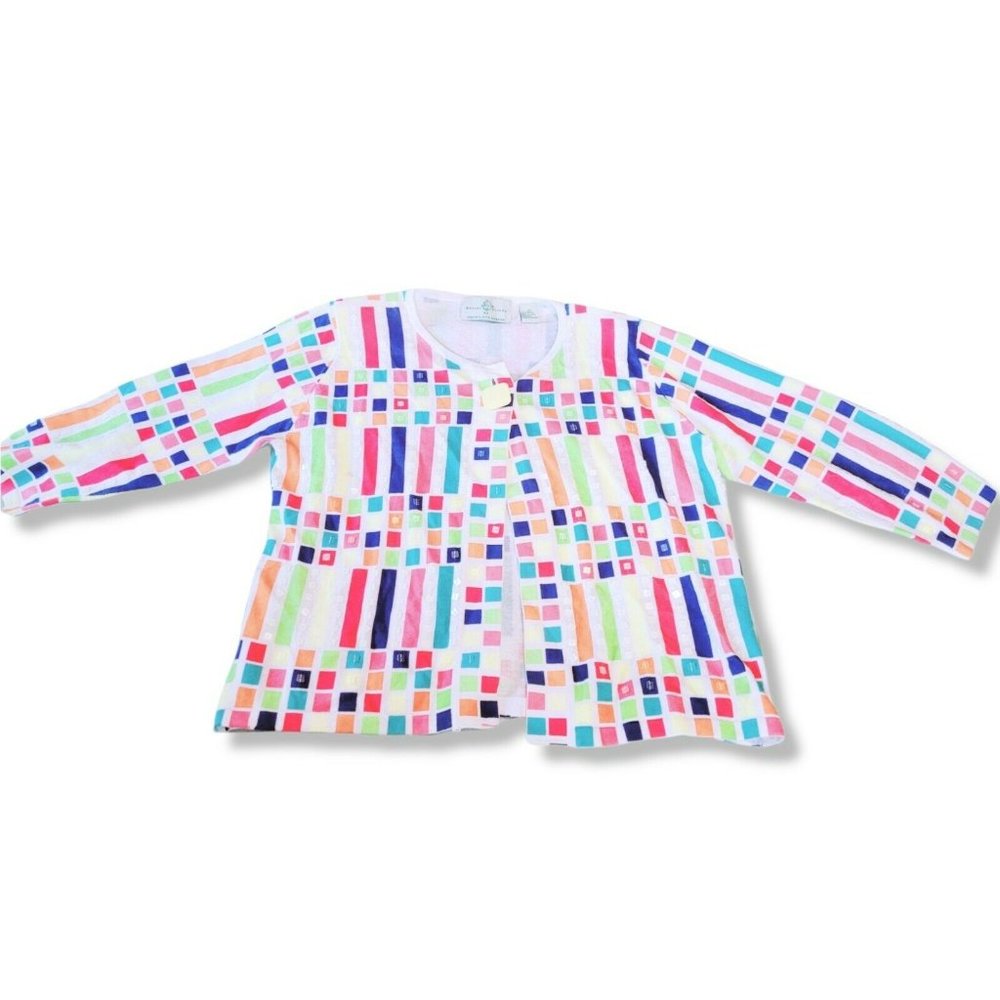 Design Options Philip Jane Gordon Cardigan Womens Medium Geometric Colorful